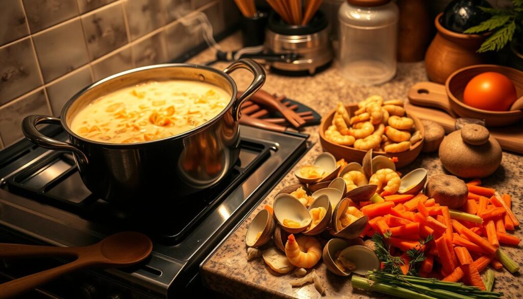 Creamy Seafood Chowder Preparation