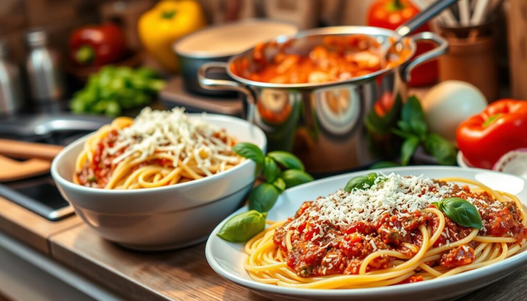 Baked Spaghetti Meat Sauce Preparation