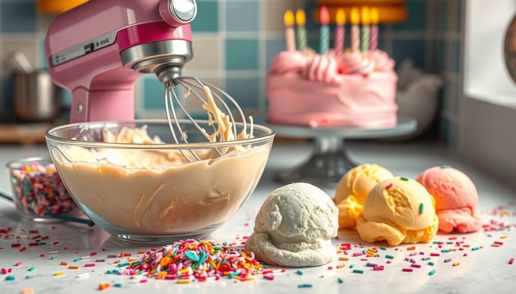 Birthday Cake Ice Cream Preparation