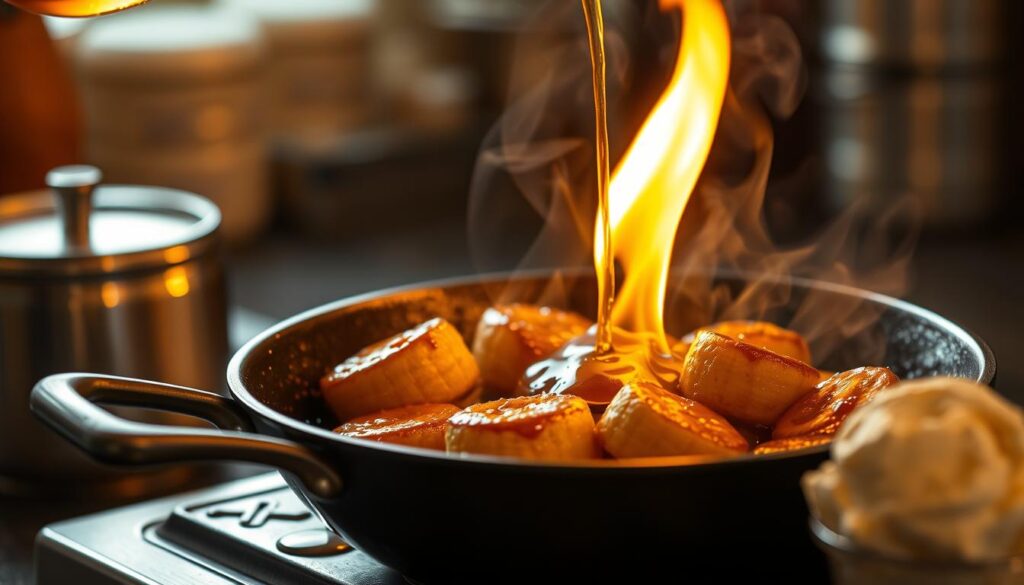 Caramelized Bananas Flambé Technique