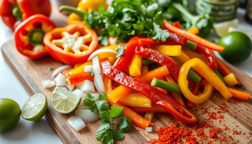 Colorful Fajita Vegetables Preparation