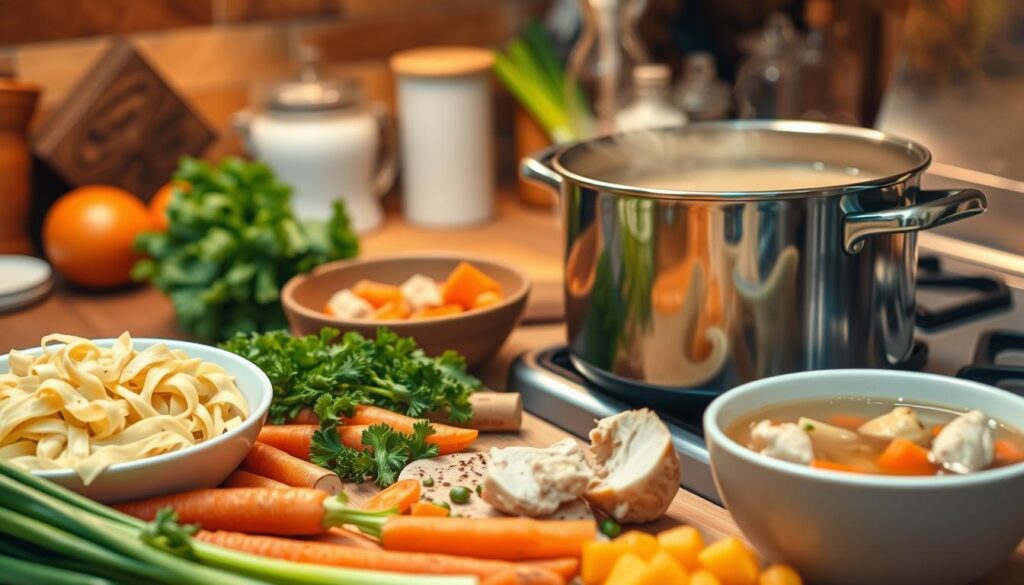 Homemade Chicken Noodle Soup Preparation