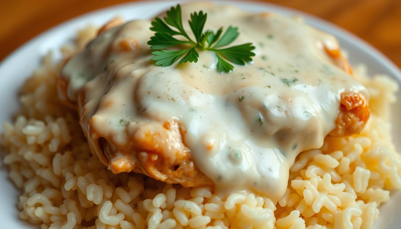 creamy smothered chicken and rice