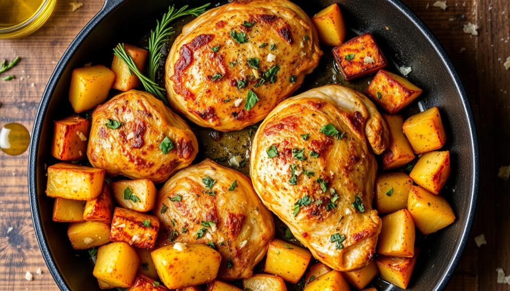 garlic parmesan potatoes and chicken