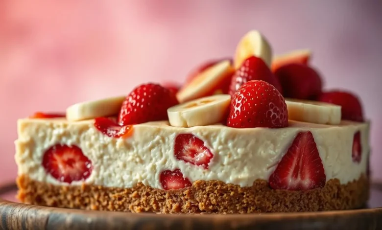 Banana-Strawberry Cheesecake Fantasy: Indulge in Deliciousness 1 Banana-Strawberry Cheesecake Fantasy