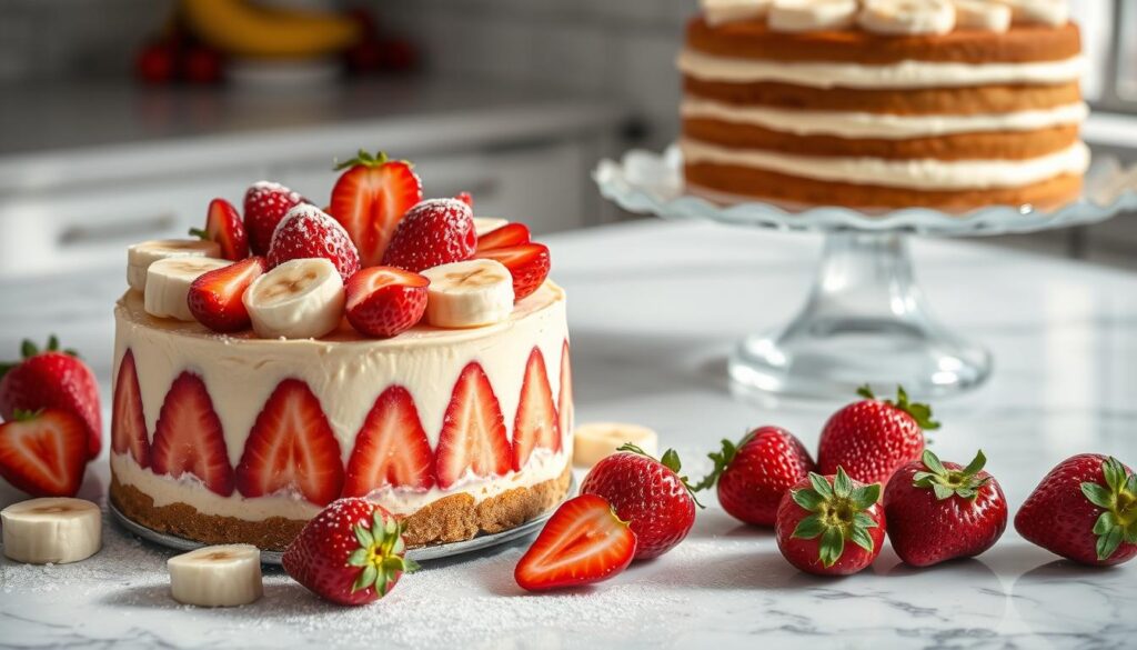 delicious banana-strawberry dessert presentation