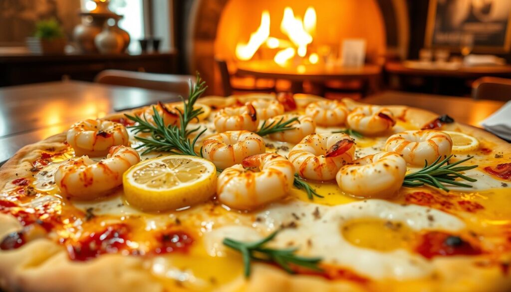 restaurant-quality seafood pizza